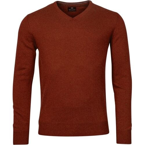 Baileys Trui V-Neck Uni Color Lambswool Deep Red / male