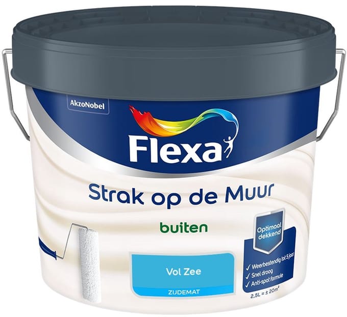 Flexa - Strak Op De Muur Buiten Zijdemat - Vol Zee - Mengverf - 2,5 L