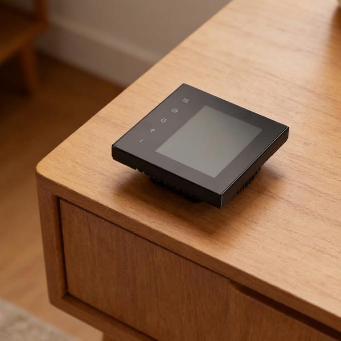 Slimme Thermostaat - Wifi Programmeerbaar - Vloerverwarming Regelen - App Voice Control - 10 x 10 x 7 cm - Zwart