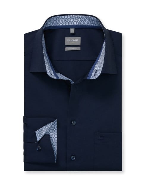 OLYMP Luxor Overhemd, Comfort Fit, New Kent, Kobaltblauw