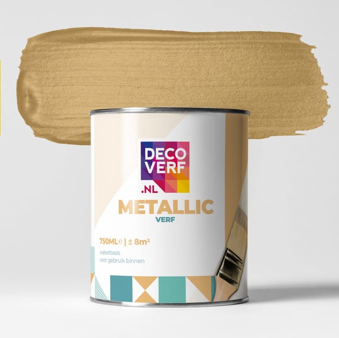 Decoverf metallic verf zacht goud, 750ml
