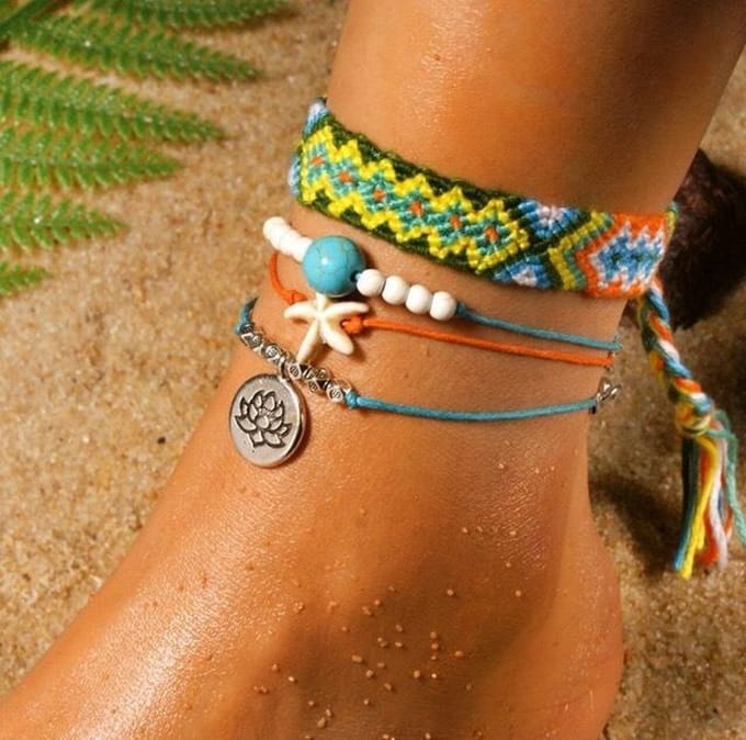 Jomide Enkelbandje handgemaakt Boho - 4 stuks - 2