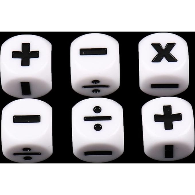 Lot de 6 dés d'addition, de soustraction, de multiplication et de division 6pcs gray