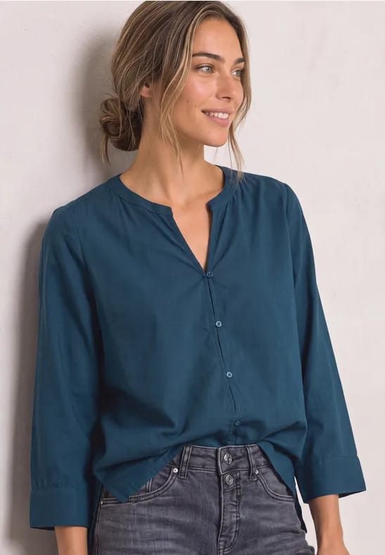 Blouse met 3/4-mouwen en split in de hals