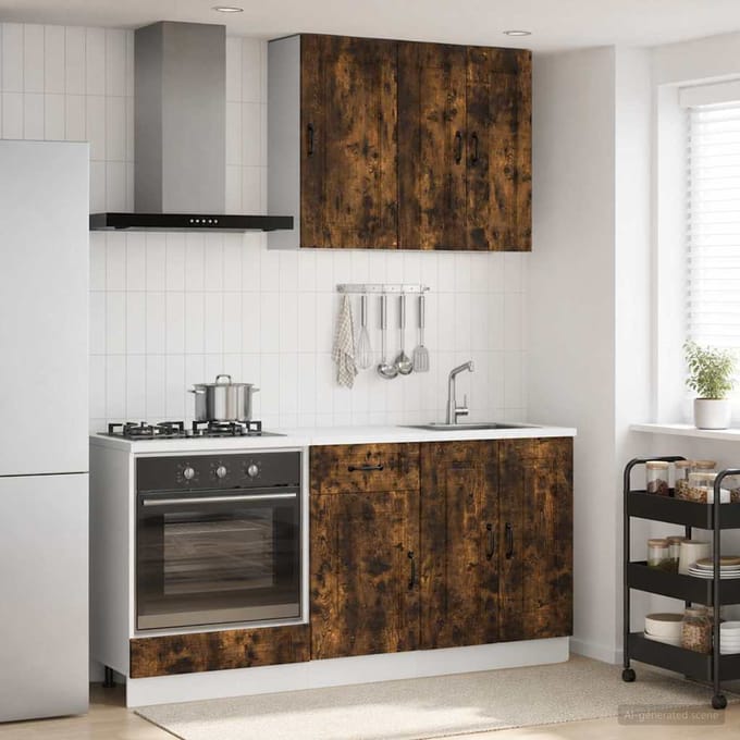 vidaXL - Keukenblok - KALMAR - 5 - st - Gerookt - eiken - Bewerkt - hout