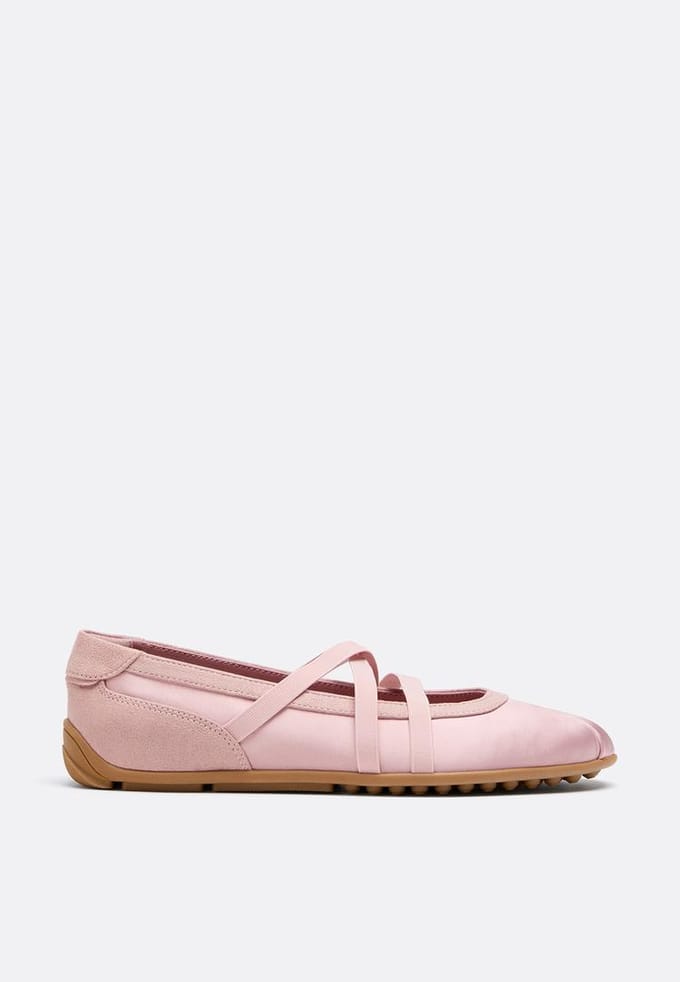 Stradivarius Satijnen sneakerinas met gekruiste bandjes  ROZE 41