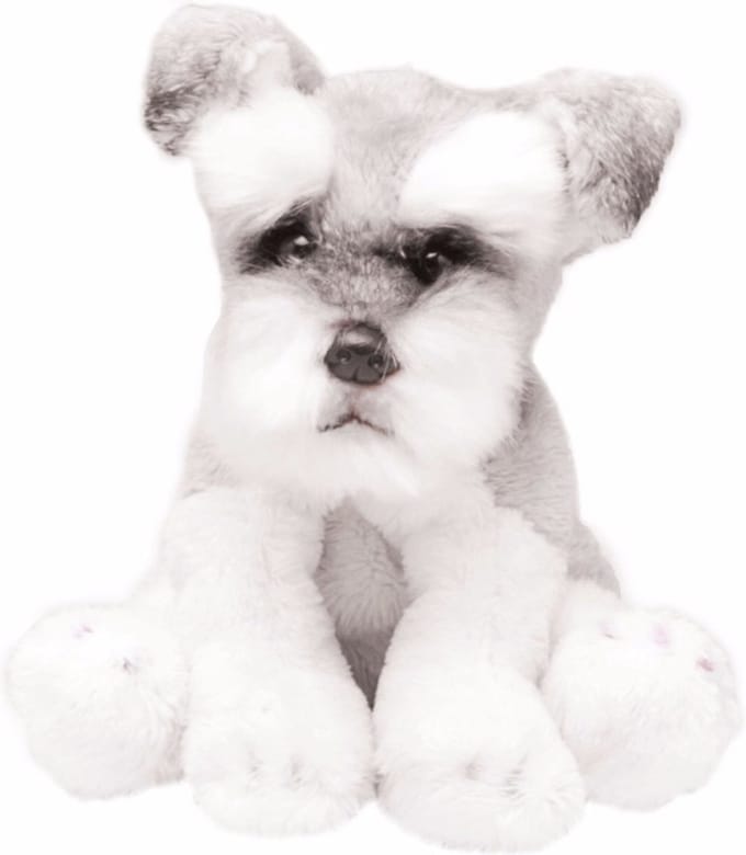 Suki Gifts Knuffel Schnauzer - hondenras knuffeldier - wit met grijs - 13 cm