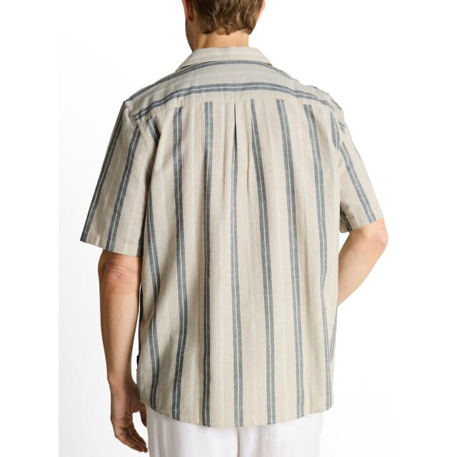 Tom Tailor - Korte Mouw Overhemd - Mannen - M - Beige - Katoen - 1049597