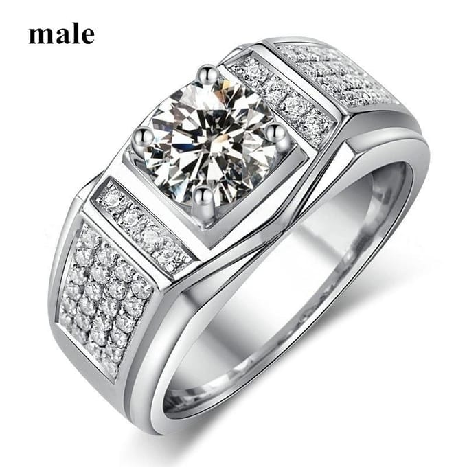 Luxe Koppels Ringen Dames Hart Witte Kristal Strass Ringen Set Heren Cz Roestvrij Staal Ring Bruiloft Verloving Sieraden 5 white