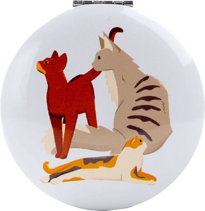Spiegeltje Make-Up Compact Klep - Feline Fine Cats - Blauw - 6.5x6.5x1cm