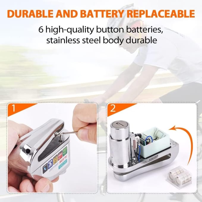 Schijfremslot met Alarm voor Motor en Scooter – 6 mm Pin Diameter