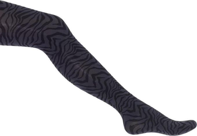 Bonnie Doon - Dames - Fine Zebra Tights - Zwart/Light Grey Heather - maat 36/38