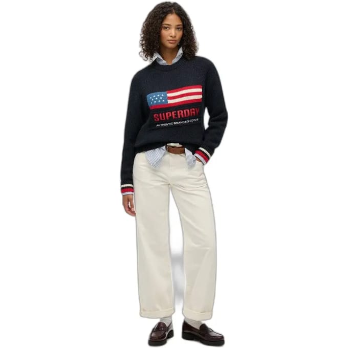 Superdry - Americana Crew Gebreide Trui - Dames - Sweaters