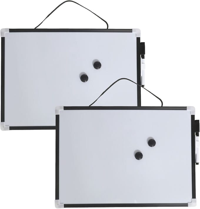 Gerimport Whiteboard/memobord magnetisch - 2x - mini - 23 x 18 cm - met marker en magneten