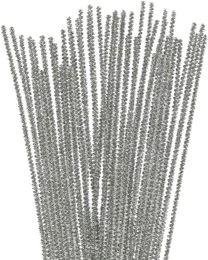 Buigbare Chenille Stelen Wikkeldraad voor Knutselen - 25 Stuks, Zilverkleurig, 6mm x 30cm