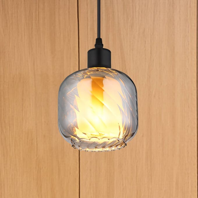 Globo Hanglamp Xia, Ø 14 cm, rookgrijs, glas