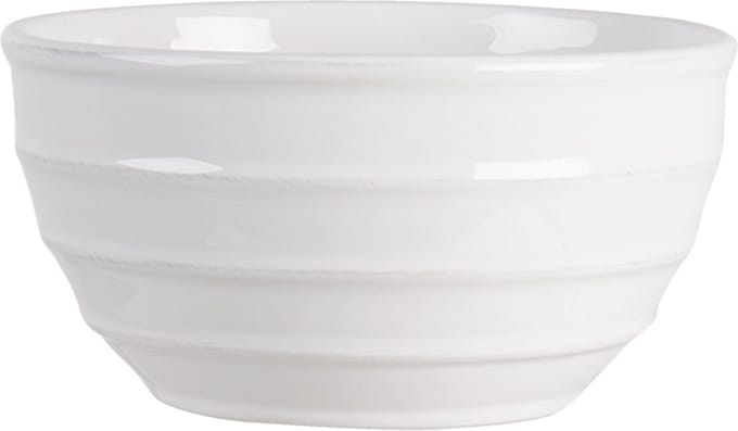 Clayre & Eef Soepkom 1000 ml Wit Keramiek Strepen