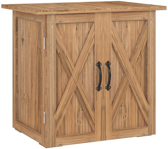 Outsunny tuinkast - 77L x 55B x 72H cm - dennenhout - bruin