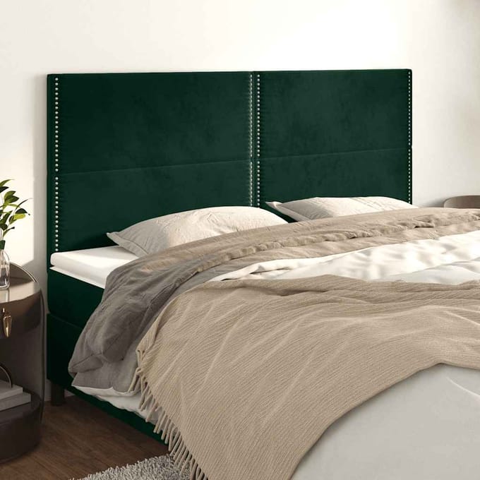 vidaXL - Hoofdbord - donkergroen - 200x5x118/128 - cm - fluweel