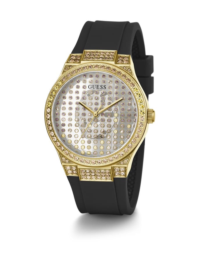 Guess Zwart Siliconen Horloge Voor Stijlvolle Uitspraken