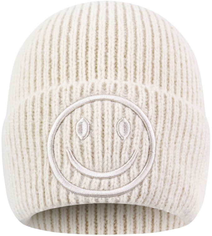 Beanie met Smiley | beige | Damesmuts | Yehwang