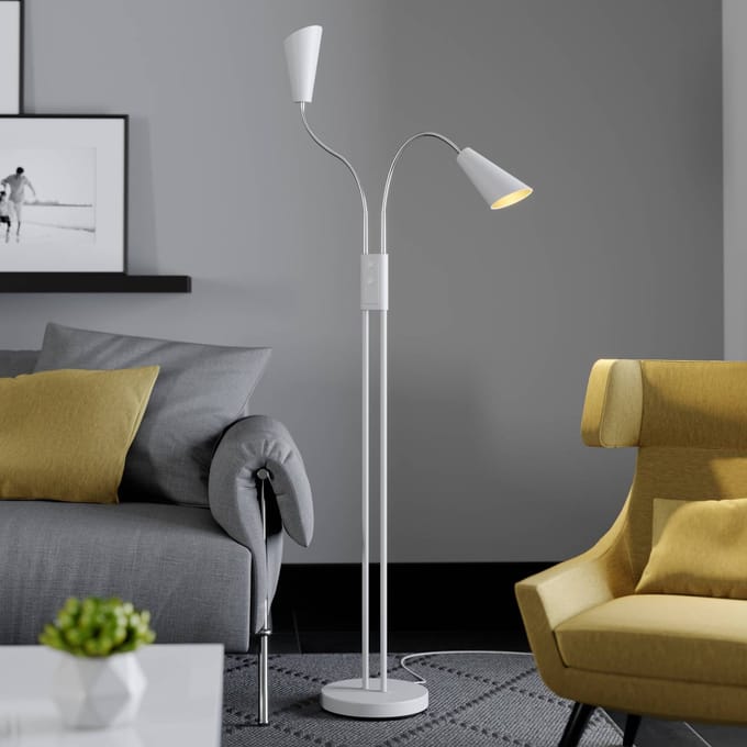 Lucande - vloerlamp - 2lichts - Metaal - H: 124 cm - GU10 - wit, goud