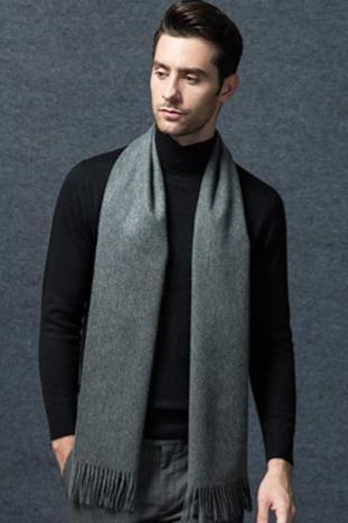 Athemyll kasjmier Sjaal 100% Kasjmier Grijs - 190×30 cm