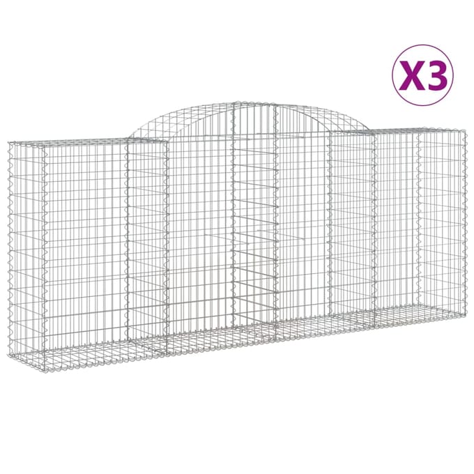 vidaXL - Schanskorven - 3 - st - gewelfd - 300x50x120/140 - cm - ijzer