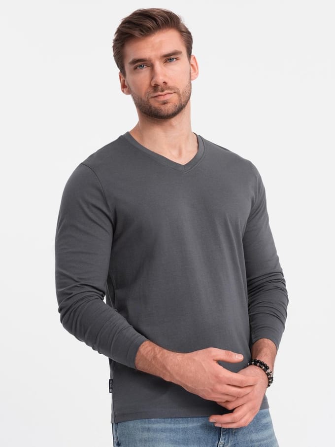 OMBRE Longsleeve - Regular Fit - Katoen - Lange Mouw Donkergrijs M