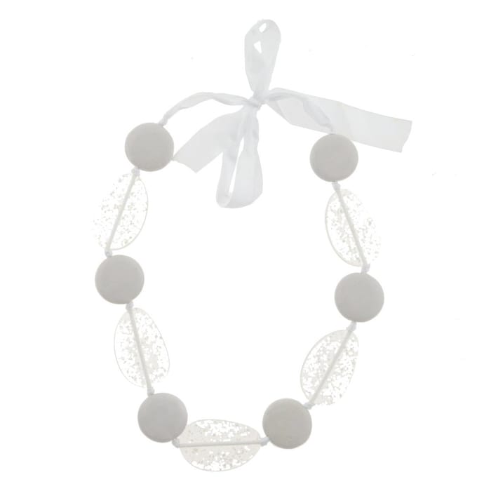 Behave - Witte kralenketting met strik - Lange dames ketting 70 cm