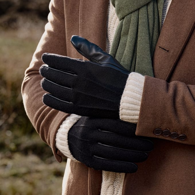 Hiems | Zwarte Handschoenen van Leer & Wol