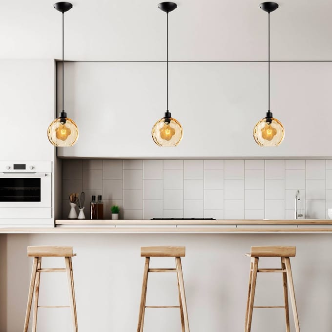 Opviq Hanglamp Benek, geel, glas, Ø 20 cm, E27