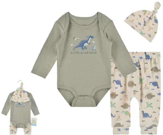 VBM babykleding - 3-delige set - rompertje-broekje en muts - 0-3 maand