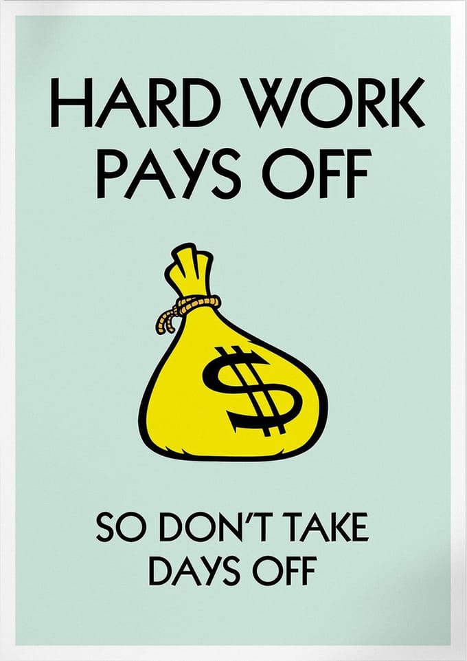 Hard Work Pays Off (Monopoly) | Poster | A3: 30 x 40 cm