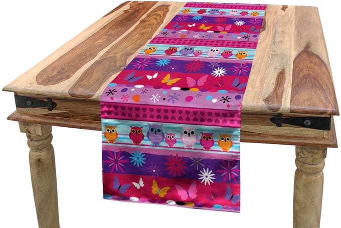 ABAKUHAUS – Uilen-tafelrunner 40x300 cm – Polyester, veelkleurig