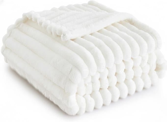 Fleece Blanket - Soft Plaid - Heated Blanket - 150 x 200 cm - Wit
