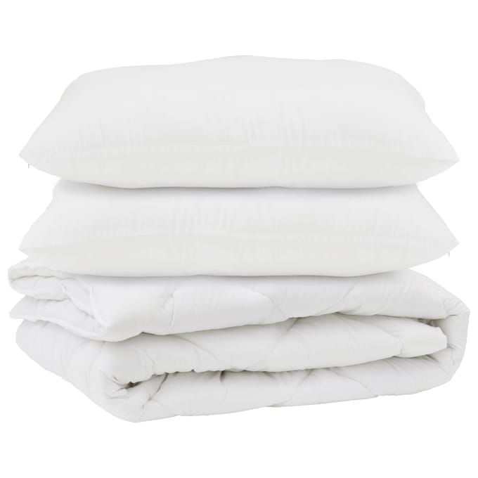 vidaXL - Dekbed - met - kussen - 3 - st - Wit - Microvezel