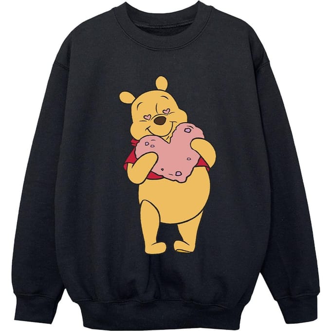 Disney Meisjes Winnie The Pooh Sweatshirt met hartjesogen (Zwart)