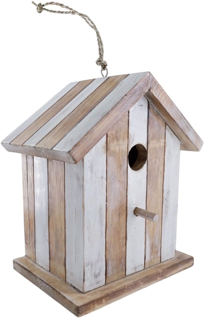 Vogelhuis Ada XL wit/natural gestreept