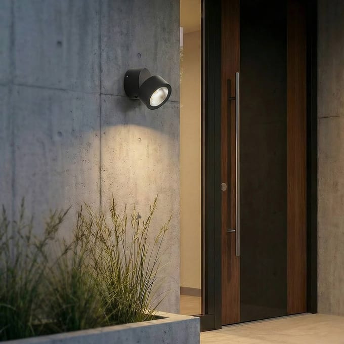 Lindby LED plafondspot Nolivar, zwart, Ø 9 cm, IP54