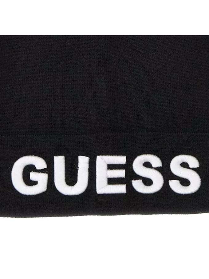 Guess Maxi Logo Knit Beanie Heren Muts - Black/White - Maat M