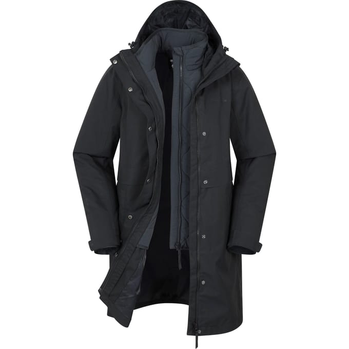 Mountain Warehouse Dames/Dames Luna 3 in 1 Lang Waterdicht Jasje (Zwart)