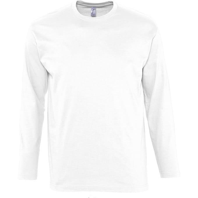 SOLS Heren Monarch T-Shirt met lange mouwen (Wit)