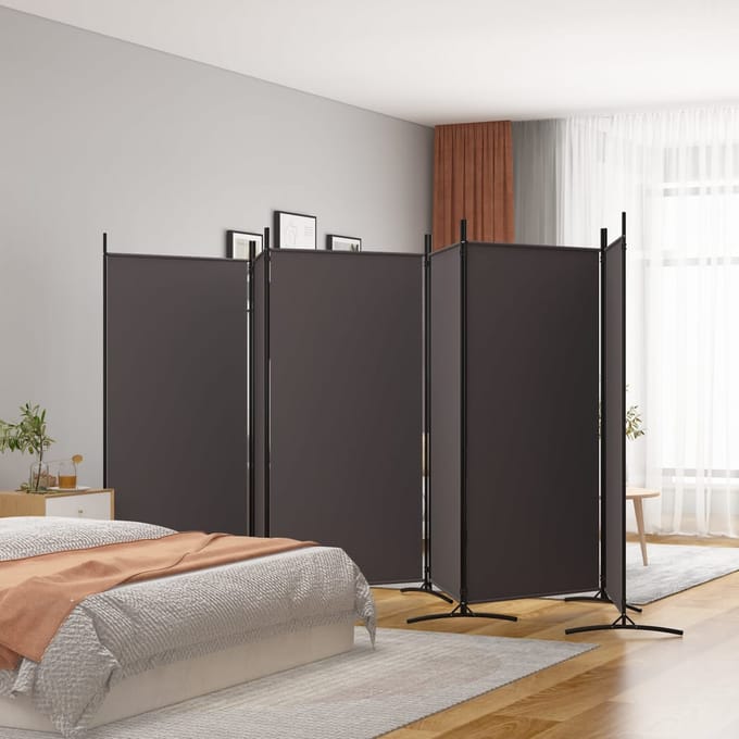 vidaXL - Kamerscherm - met - 6 - panelen - 520x180 - cm - stof - bruin