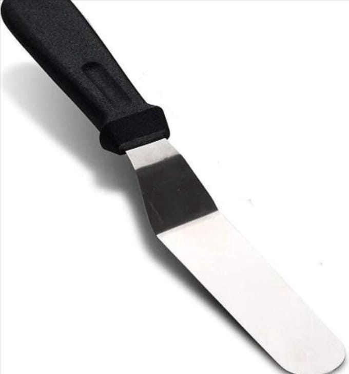 *** Gebogen Glaceermes met Paletmes, Spatel en Smeermes - Lengte 25 cm - Keuken Kok Taart - van Heble® ***