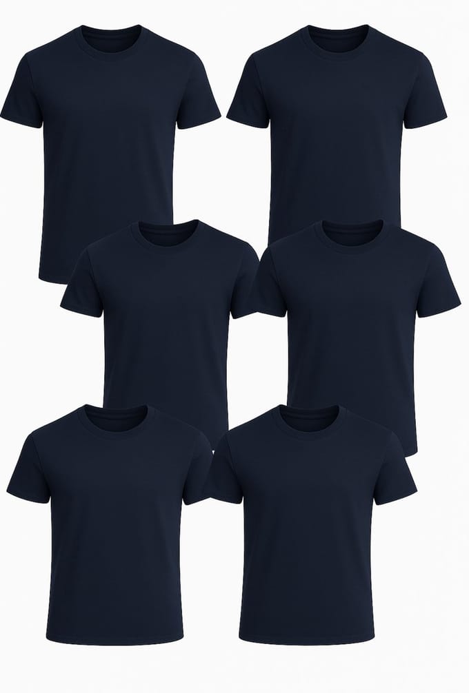 T-Shirts 6-Pack – Comfortabel & Ademend - Donkerblauw - M