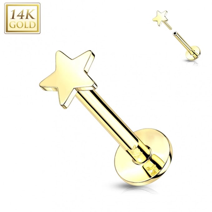 Piercing 14kt basis ster push in 1.2x8 - goud - LMPiercings