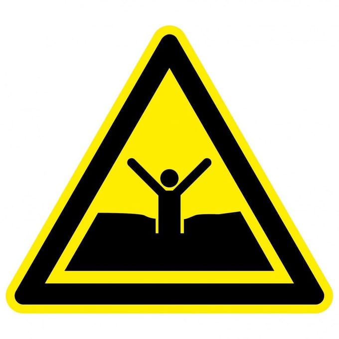 Waarschuwingsbord drijfzand - kunststof - W061 400 mm