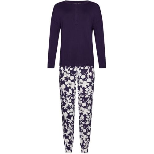 Pastunette Premium - Pyjama - Dark Orchid - Ecovero Viscose - Paars/Wit - Maat 50