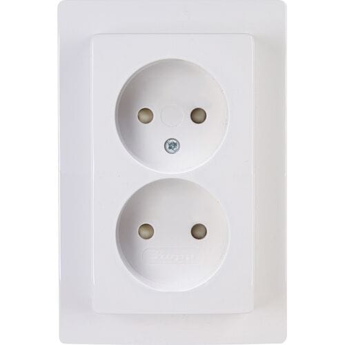 Kopp Paris Zonder Randaarde Wandcontactdoos - WCD - 2 Voudig - 230 Volt - Arctic Wit